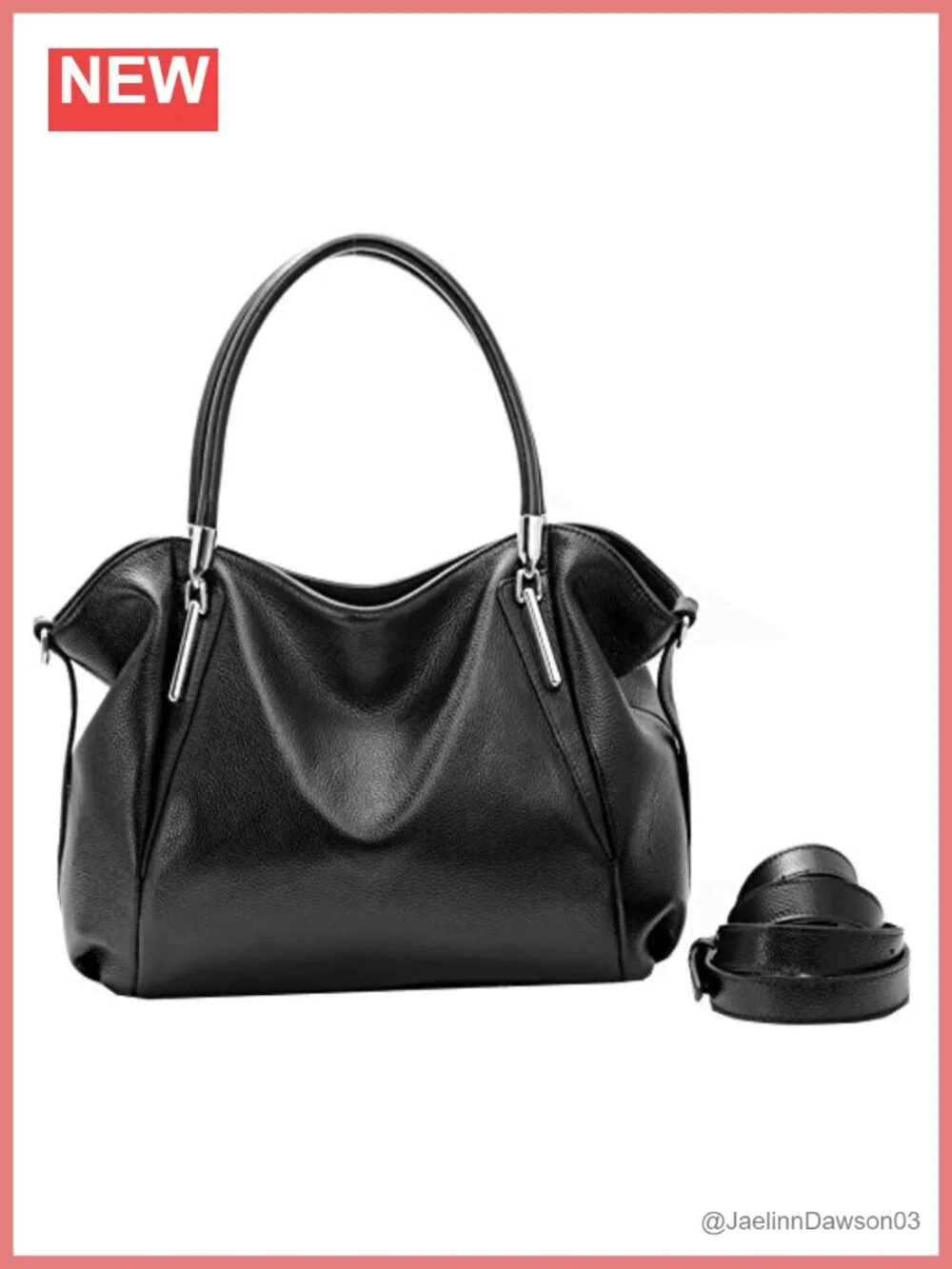 Genuine Leather Satchel Handbag Tote Shoulder Bag Detachable Strap